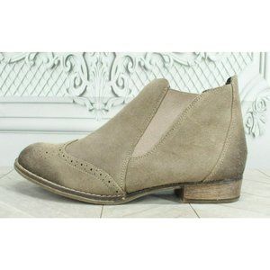 Remonte Brown Suede Side Zipper Wingtip Chelsea Ankle Boots Size Eu 37 US 6